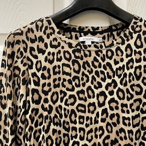 Chico's Women's Size 1 (US Medium) Print Long Sleeve Knit Top Cotton/Rayon Blend